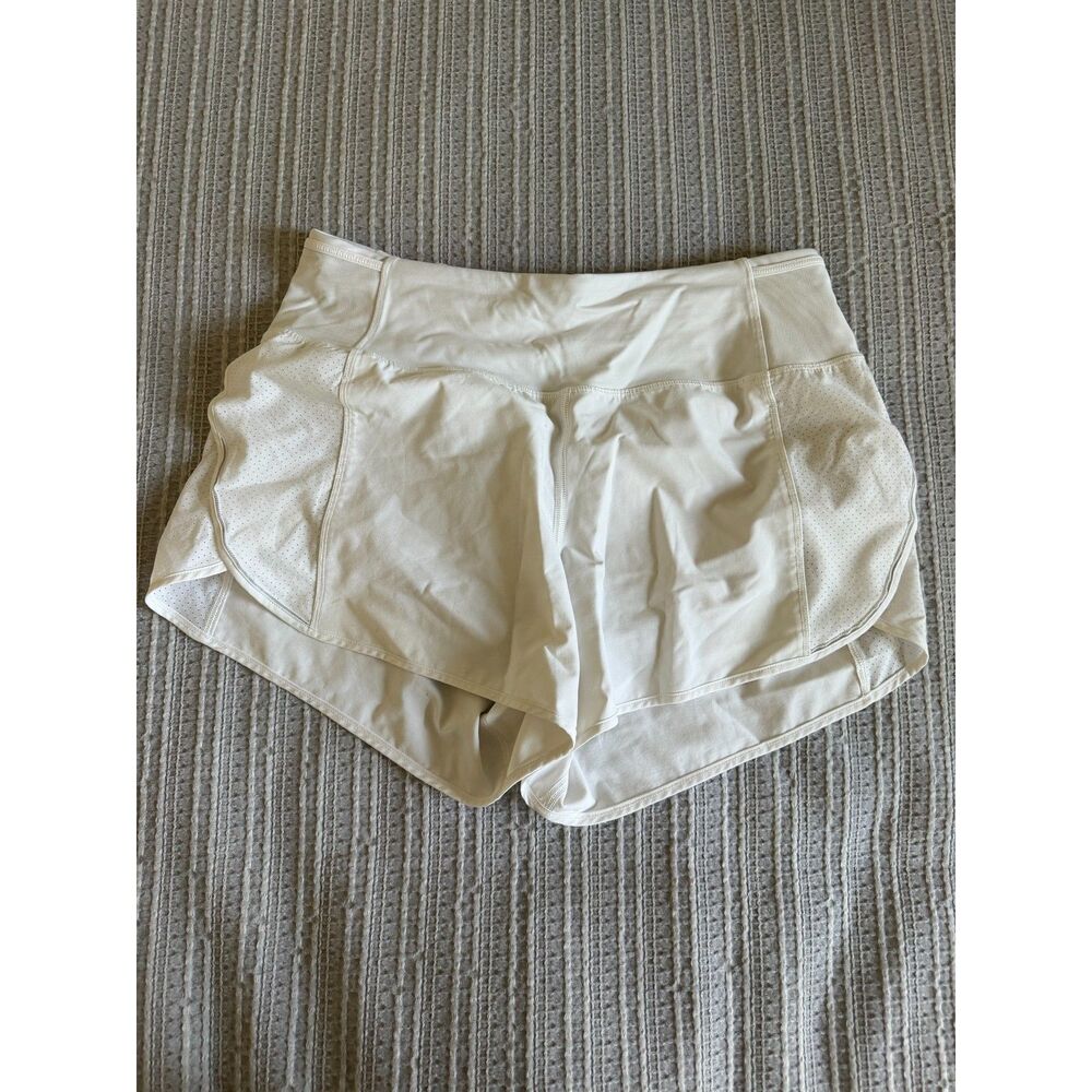 Lululemon Speed Up High Rise Lined Short 4" Womens 8 White Running Zip Pocket